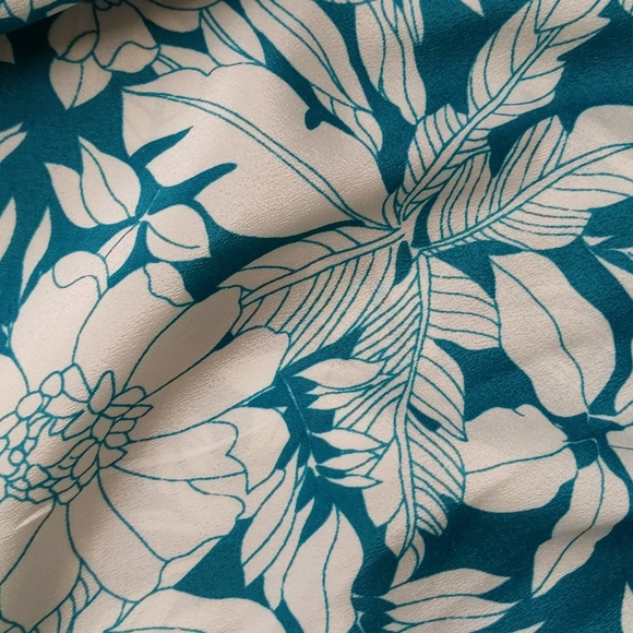 Forever 21 Floral Tassel Tie Semi-Sheer Dress Small Teal - Picture 12 of 16